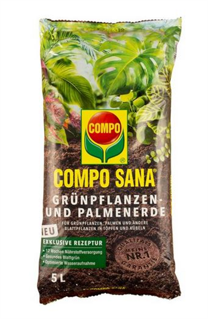 Compo Sana Grnpflanzen- und Palmenerde, fr Grnpflanzen, Palmen und  Blattpflanzen in Tpfen und Kbeln - Seebauer