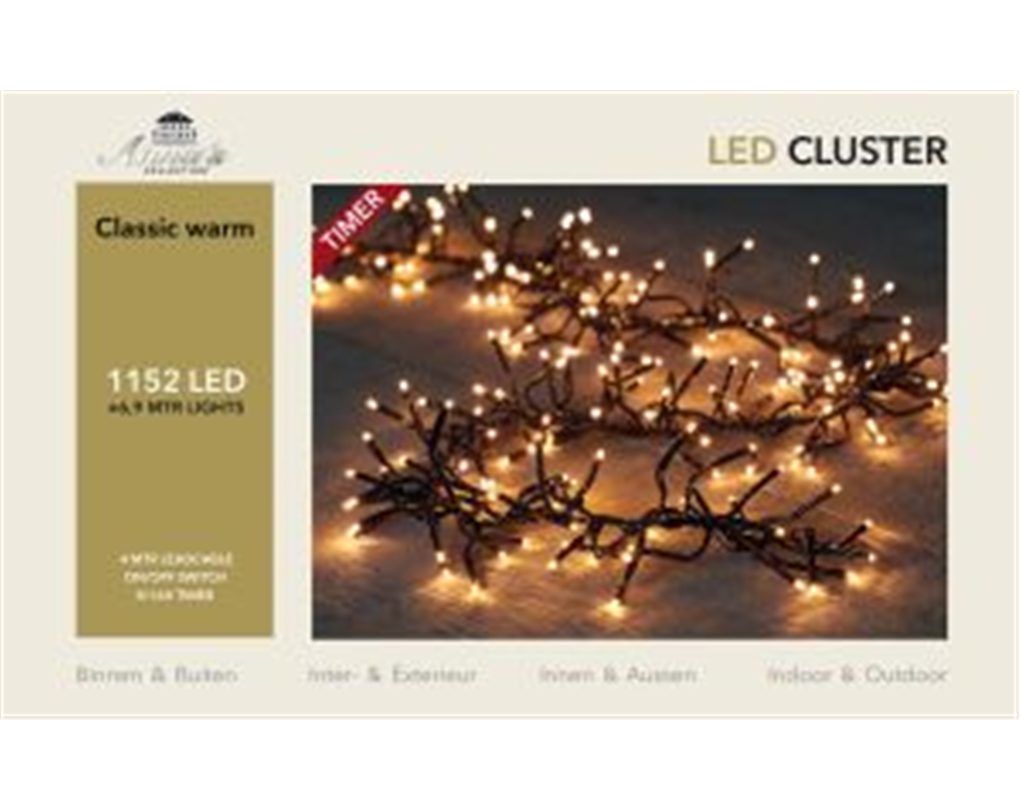 LED-Cluster-Lichterkette für innen und außen, 1152 LED warmweiß